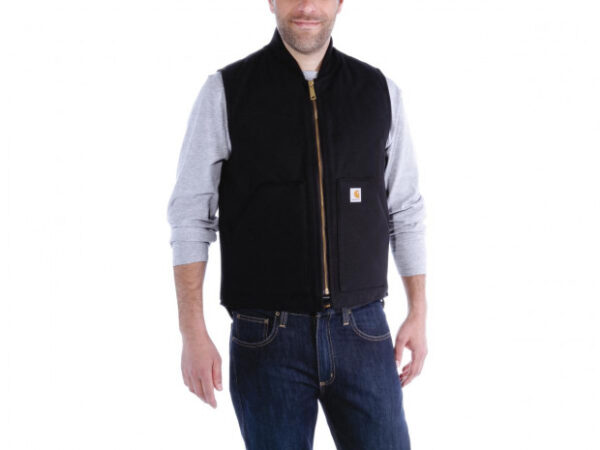 Relaxed Fit Firm Duck Insulated Rib Collar Vest Black - immagine 3