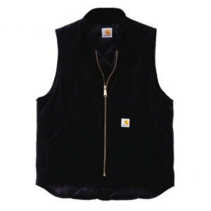 Relaxed Fit Firm Duck Insulated Rib Collar Vest Black